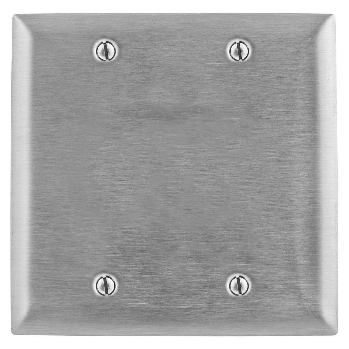 Hubbell SS23L Wallplates and Boxes, Metallic Plates, 2- Gang, Box Mounted Blank, 430 Stainless Steel  ; Ideal for highly corrosive environments ; Non-magnetic ; Protective plastic film helps to prevent scratches and damage ; Protective film helps to prevent scratches a