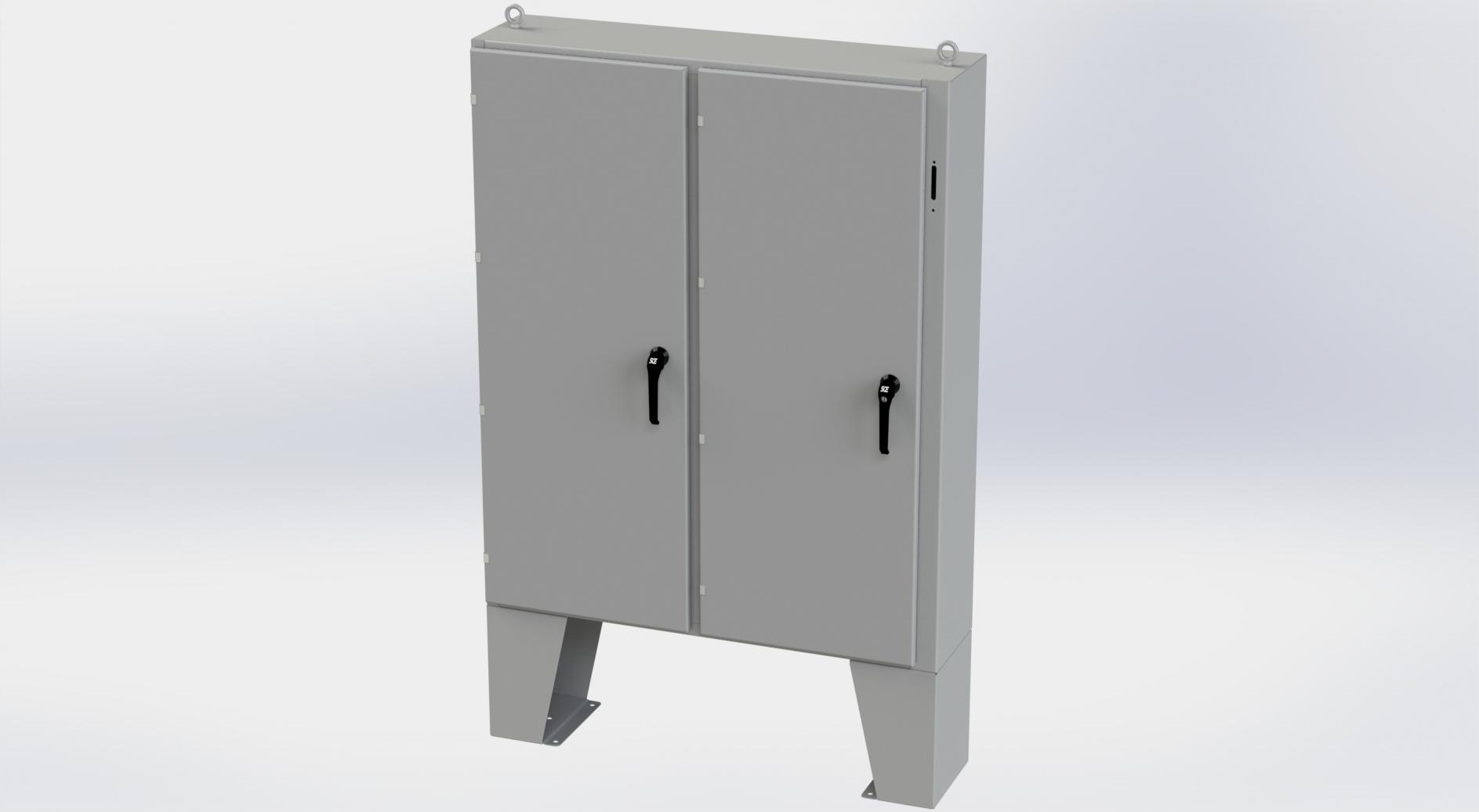 Saginaw Control SCE-60XEL4912LP 2DR XEL Enclosure, Height:60.00", Width:49.00", Depth:12.00", ANSI-61 gray powder coating inside and out. Optional sub-panels are powder coated white.
