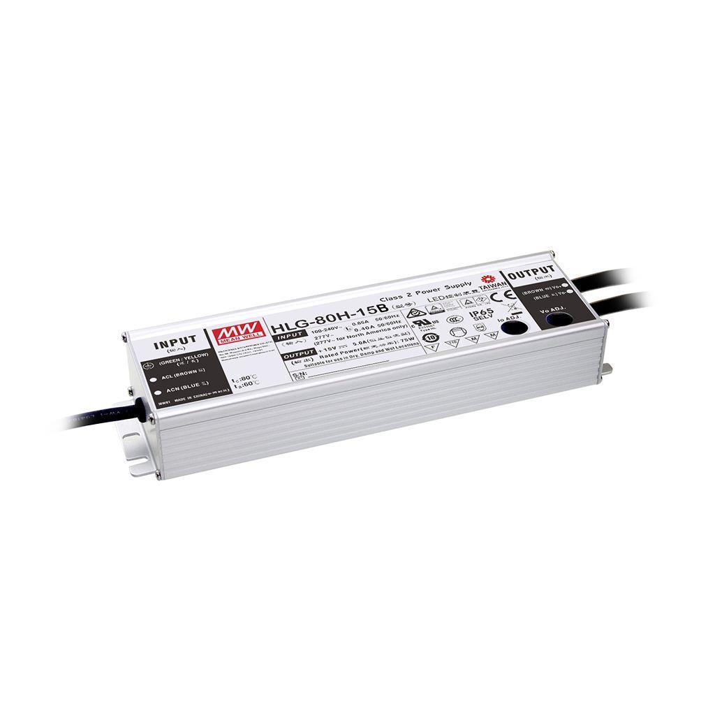 MEAN WELL HLG-80H-48AB AC-DC Single output LED Driver Mix Mode (CV+CC) with PFC; Output 48Vdc at 1.7A; IP65; Dimming with 1-10V PWM resistance; Io adjustable through built-in potentiometer