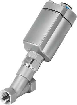 Festo 8060514 angle seat valve VZXA-A-TS6-20-M2-V13T-16-K-75-20-PR-V4 Modular, pneumatically actuated angle seat valve in stainless steel. Over seat version, safety position closed, G thread, nominal width DN20. Design structure: Poppet valve with piston actuator, Type
