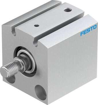 Festo 188167 short-stroke cylinder AEVC-25-10-A-P-A For proximity sensing, piston-rod end with male thread. Stroke: 10 mm, Piston diameter: 25 mm, Spring return force, retracted: 15 N, Cushioning: P: Flexible cushioning rings/plates at both ends, Assembly position: An