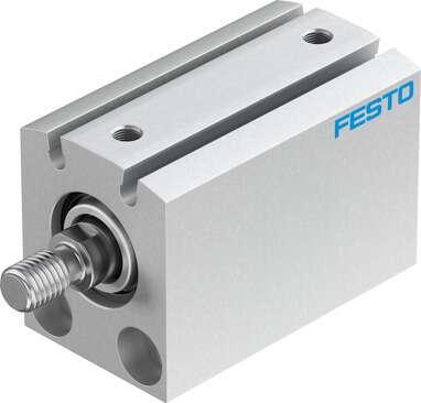 Festo 188154 short-stroke cylinder ADVC-20-25-A-P-A For proximity sensing, piston-rod end with male thread. Stroke: 25 mm, Piston diameter: 20 mm, Cushioning: P: Flexible cushioning rings/plates at both ends, Assembly position: Any, Mode of operation: double-acting