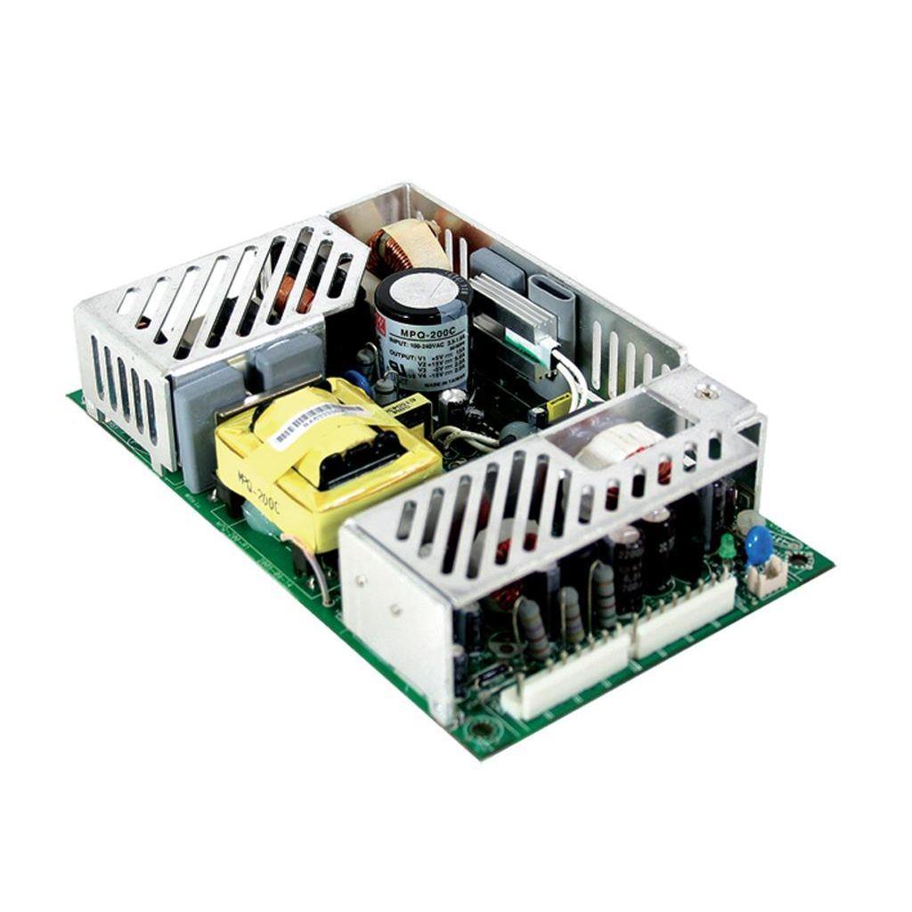 MEAN WELL MPS-200-12 AC-DC Single output Medical Open frame power supply; Output 12Vdc at 16.7A; 2xMOPP; MPS-200-12 is succeeded by RPS-200-12.