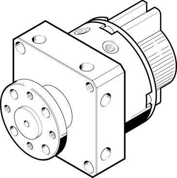 Festo 185931 semi-rotary drive DSM-6-180-P-A-FW with flanged shaft, fixed stop and position sensing Size: 6, Cushioning angle: 0,5 deg, Swivel angle: 0 - 180 deg, Cushioning: P: Flexible cushioning rings/plates at both ends, Assembly position: Any