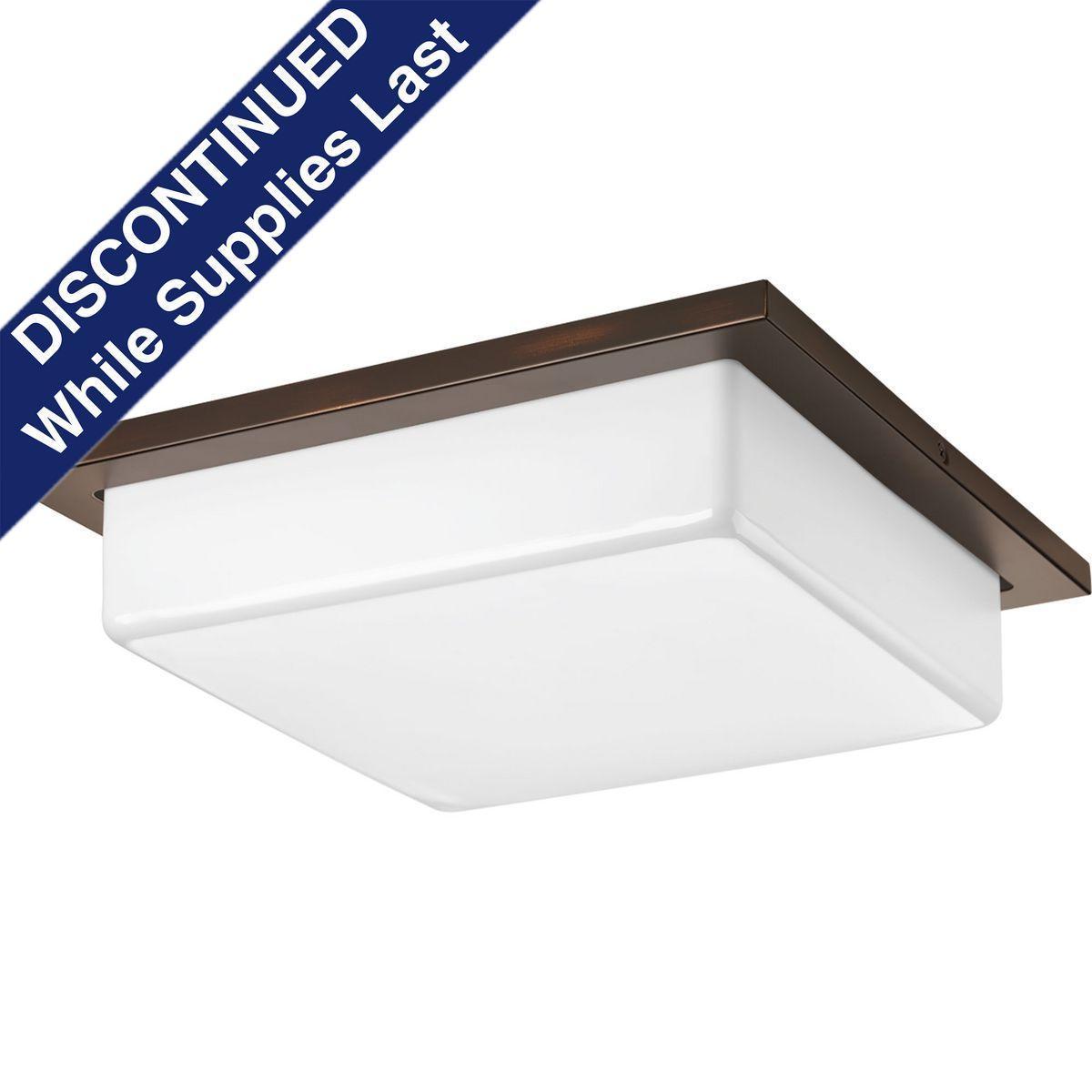 Hubbell P3417-2030K9 Transit is a uniquely styled series with clean design flexibility. This two-light LED close to ceiling featuring a white acrylic diffuser and Antique Bronze finish can mount to either ceiling or wall.  ; Antique Bronze finish. ; White acrylic diffuser. ; 
