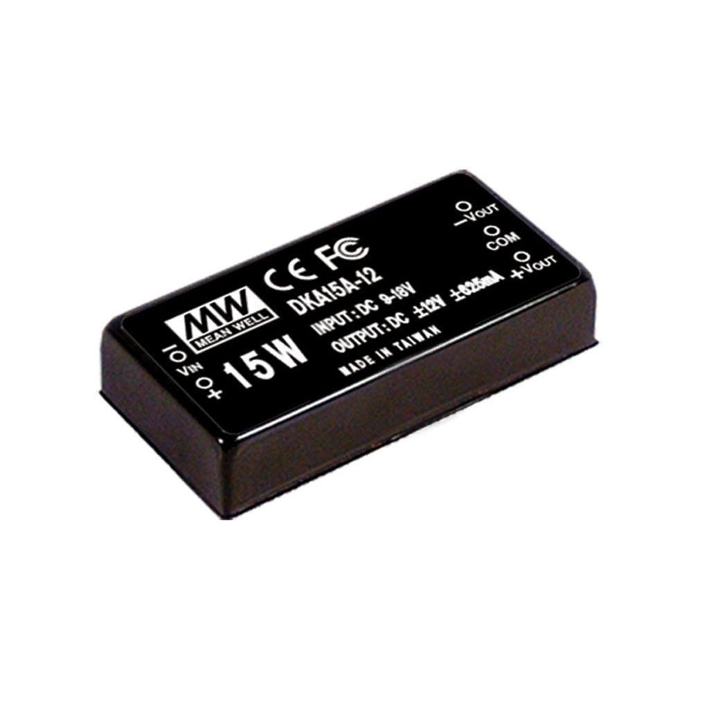 MEAN WELL DKA15C-12 DC-DC Converter PCB mount; Input 36-72Vdc; Output +/-12Vdc at 0.625A; DIP Through hole package