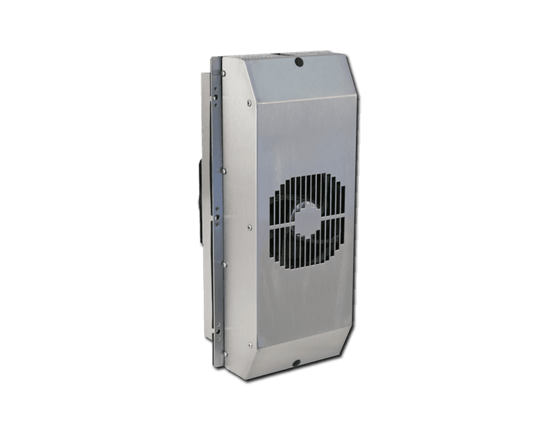 Saginaw Control SCE-TE680B24VSS Thermoelectric Cooler 680 BTU/Hr. 24 VDC, Height:15.75", Width:7.09", Depth:6.73", #4 brushed finish type 304 Stainless Steel