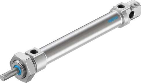 Festo 19239 standards-based cylinder DSNU-20-100-PPV-A Based on DIN ISO 6432, for proximity sensing. Various mounting options, with or without additional mounting components. With adjustable end-position cushioning. Stroke: 100 mm, Piston diameter: 20 mm, Piston rod 
