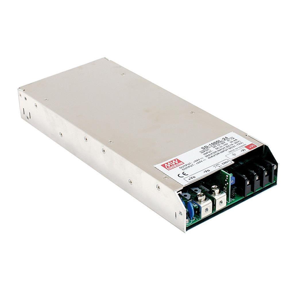 MEAN WELL SD-1000L-48 DC-DC Enclosed converter; Input 19-72VDC; Output 48VDC at 21A; 2000VDC I/O isolation; 12VDC VSB; Forced air cooling