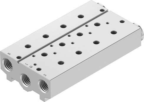 Festo 8026271 manifold block VABM-B10-25S-N38-3 Grid dimension: 27,5 mm, Assembly position: Any, Max. number of valve positions: 3, Corrosion resistance classification CRC: 2 - Moderate corrosion stress, Product weight: 579 g