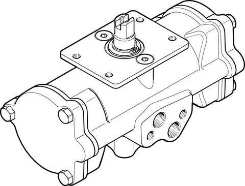 Festo 552869 semi-rotary drive DAPS-0015-090-R-F03-CR double-acting, air connection to VDI/VDE 3845 Namur valves, direct flange mounting, stainless steel version. Size of actuator: 0015, Flange hole pattern: F03, Swivel angle: 90 deg, Shaft connection depth: 10,1 mm, 