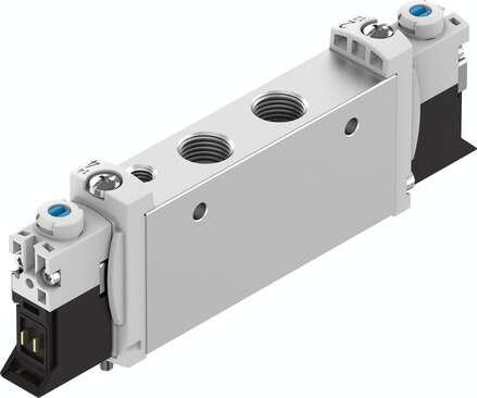 Festo 566496 solenoid valve VUVG-L14-T32C-AT-G18-1P3 Valve function: 2x3/2 closed, monostable, Type of actuation: electrical, Valve size: 14 mm, Standard nominal flow rate: 560 l/min, Operating pressure: 1,5 - 8 bar