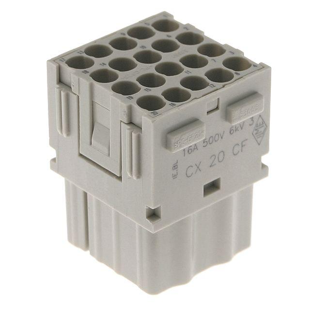 Mencom CX-20CF Mixo series, Female Rectangular Insert, 20 pin, 16 amp, Crimp