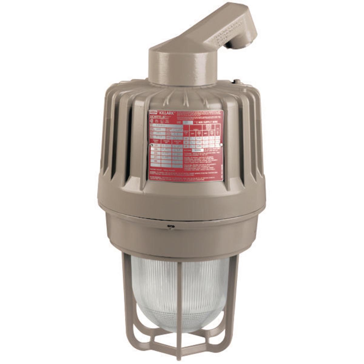 Hubbell EZS100D4 HID 100W Quadri-Volt High Pressure Sodium 1-1/4" Stanchion Mount  ; Three light sources – High Pressure Sodium (50-400W), Metal Halide (70-400W) and Pulse Start Metal Halide (175-400W) ; Mounting choice –Pendant, ceiling, 25˚ stanchion or 90˚ wall mount, 