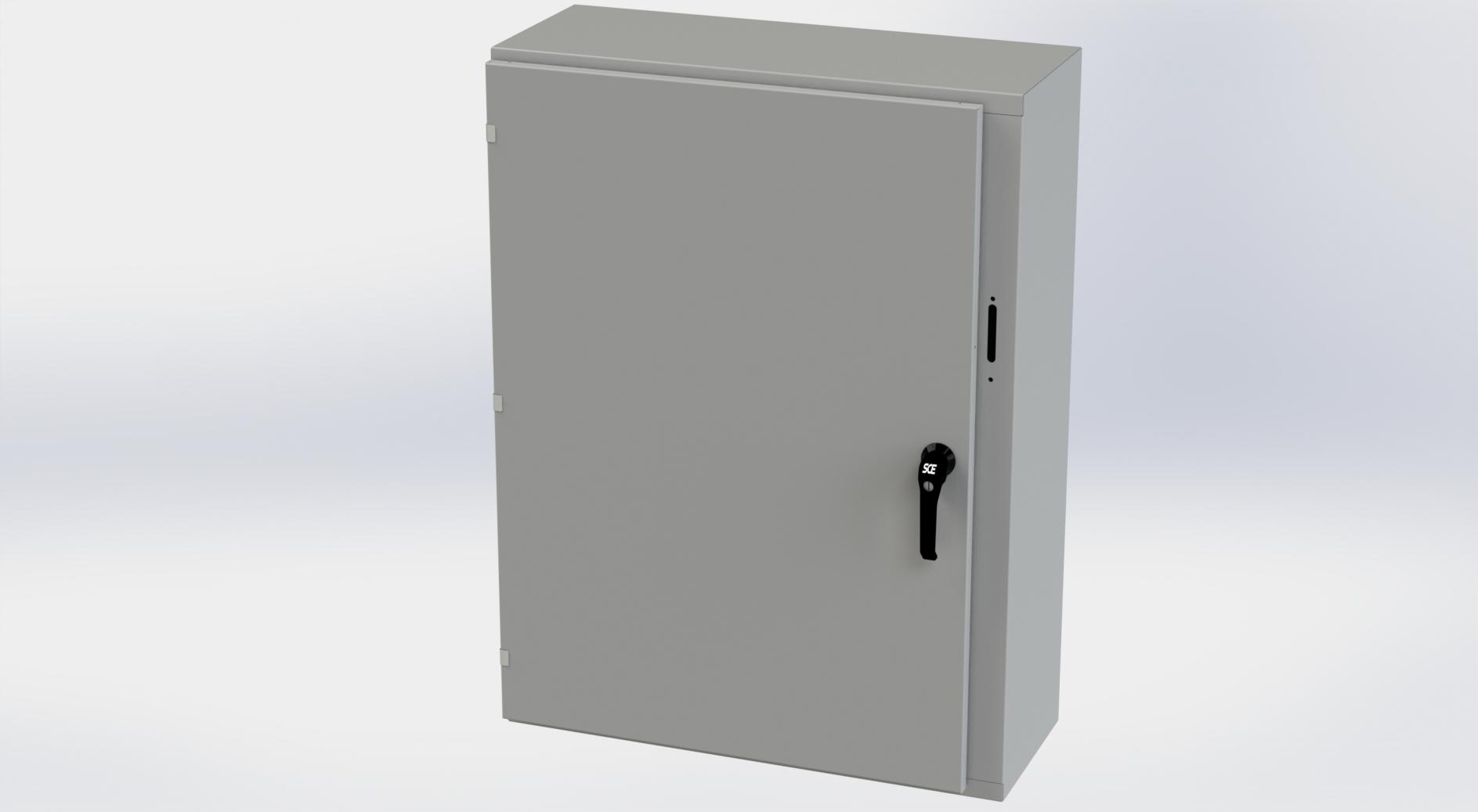 Saginaw Control SCE-42XEL3112LP XEL LP Enclosure, Height:42.00", Width:31.38", Depth:12.00", ANSI-61 gray powder coating inside and out. Optional sub-panels are powder coated white.