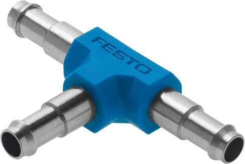 Festo 30919 barbed T-connector T-PK-2 With barbed fittings. Nominal size: 1,5 mm, Operating medium: Compressed air in accordance with ISO8573-1:2010 [7:-:-], Note on operating and pilot medium: Lubricated operation possible (subsequently required for further operatio
