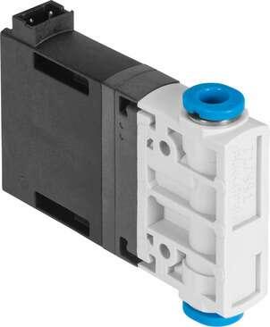 Festo 572079 solenoid valve MHJ9-QS-4-LF Valve function: 2/2 closed, monostable, Type of actuation: electrical, Width: 9 mm, Standard nominal flow rate: 50 l/min, Operating pressure: 0,5 - 8 bar