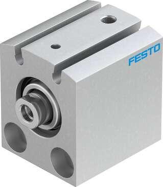 Festo 188128 short-stroke cylinder AEVC-20-5-I-P-A For proximity sensing, piston-rod end with female thread. Stroke: 5 mm, Piston diameter: 20 mm, Spring return force, retracted: 10 N, Cushioning: P: Flexible cushioning rings/plates at both ends, Assembly position: An
