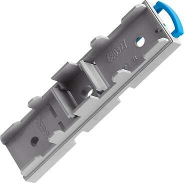 Festo 196956 mounting plate VN-T6-BP-NRH For VN-... vacuum generator with width 24 mm. Hat-rail mounting. Corrosion resistance classification CRC: 2 - Moderate corrosion stress, Ambient temperature: 0 - 60 °C, Max. tightening torque: 0,8 Nm, Product weight: 12,4 g, Mo