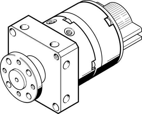Festo 185933 semi-rotary drive DSM-6-180-P-A-FF-FW with flanged shaft, fixed stop and position sensing Size: 6, Cushioning angle: 0 deg, Rotation angle adjustment range: 0 - 180 deg, Swivel angle: 0 - 180 deg, Assembly position: Any