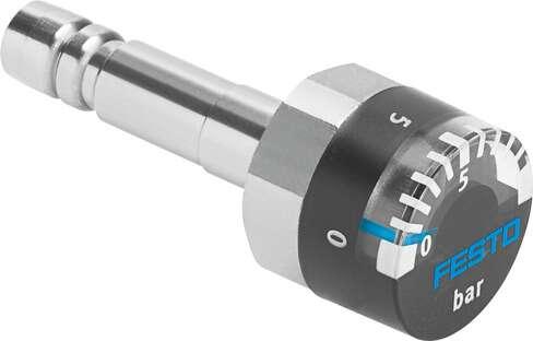 Festo 153383 pressure gauge MA-15-10-QS-4 With display unit in bar and psi. Indicating range [bar]: 0 - 10 bar, Nominal size of pressure gauge: 15, Design structure: Bourdon tube pressure gauge without measuring mechanism, Mounting type: Line installation, Operating m