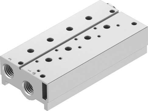 Festo 8026308 manifold block VABM-B10-25S-N38-4-P3 Grid dimension: 27,5 mm, Assembly position: Any, Max. number of valve positions: 4, Corrosion resistance classification CRC: 2 - Moderate corrosion stress, Product weight: 607 g