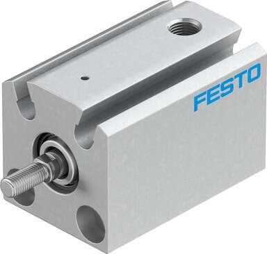 Festo 188073 short-stroke cylinder AEVC-10-10-A-P-A For proximity sensing, piston-rod end with male thread. Stroke: 10 mm, Piston diameter: 10 mm, Spring return force, retracted: 3 N, Cushioning: P: Flexible cushioning rings/plates at both ends, Assembly position: Any