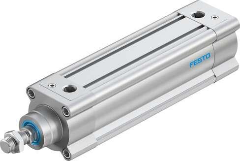 Festo 1383584 standards-based cylinder DSBC-63-160-PPVA-N3 With adjustable cushioning at both ends. Stroke: 160 mm, Piston diameter: 63 mm, Piston rod thread: M16x1,5, Cushioning: PPV: Pneumatic cushioning adjustable at both ends, Assembly position: Any