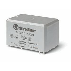 Finder 66.22.8.230.0000 Electromechanical power relay - Finder (66 series) - Control coil voltage 230Vac (50Hz/60Hz) - 2 poles (2P) - 2C/O / DPDT (Double Pole Double Throw) contact - Rated current 30A (250Vac; AC-1; NO contact)|10A (250Vac; AC-1; NC contact) / 25A (30Vdc; DC-1; 