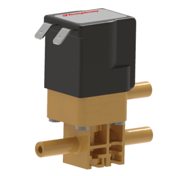 Humphrey 37025130 Solenoid Valves, Small 2-Way & 3-Way Solenoid Operated, Number of Ports: 3 ports, Number of Positions: 2 positions, Valve Function: Diverter, Piping Type: Inline, Direct Piping, Size (in)  HxWxD: 2.99 x 1.21 x 1.49, Media: Aggressive Liquids & Gases