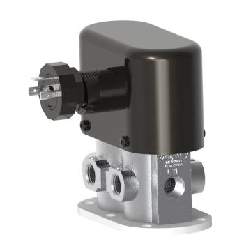 Humphrey 2504E2213924VDC Solenoid Valves, Small 4-Way Solenoid Operated, Number of Ports: 4 ports, Number of Positions: 2 positions, Valve Function: 4-way Double Solenoid, Detent, Piping Type: Inline, Direct Piping, Options Included: Mounting base, Approx Size (in) HxWxD: 4.31 x 