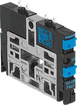 Festo 559642 solenoid valve CPV10-M1H-3OLS-3GLS-K-M7 For valve terminal CPV. The valve housing contains two 3/2-way valves, one of which is normally open, the other is normally closed. Valve function: 2x3/2 open/closed, monostable, Type of actuation: electrical, Valve
