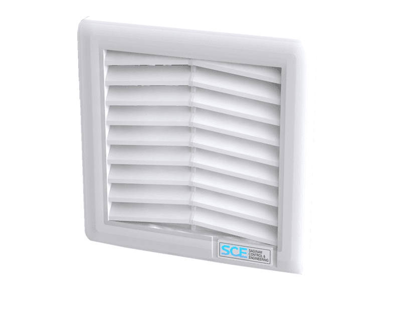 Saginaw Control SCE-N12FGA33LG Filter & Grille Assy. Type 12 RAL 7035, Height:4.19", Width:4.19", Depth:0.91", 