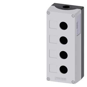 Siemens 3SU1854-0AA00-0AB1 Enclosure for command devices, 22 mm, round, Enclosure material metal, enclosure top part gray, 4 control points, without equipment, Recess for labels, floor mounting, 1xM25 each on top and bottom