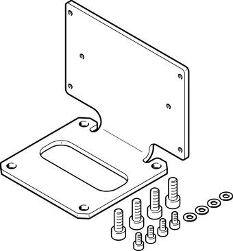 Festo 566881 mounting kit HMVW-SPC-2 Assembly position: Any, Corrosion resistance classification CRC: 2 - Moderate corrosion stress, Product weight: 500 g, Materials note: (* Free of copper and PTFE, * Conforms to RoHS), Material adapter: (* Steel, * Galvanised)