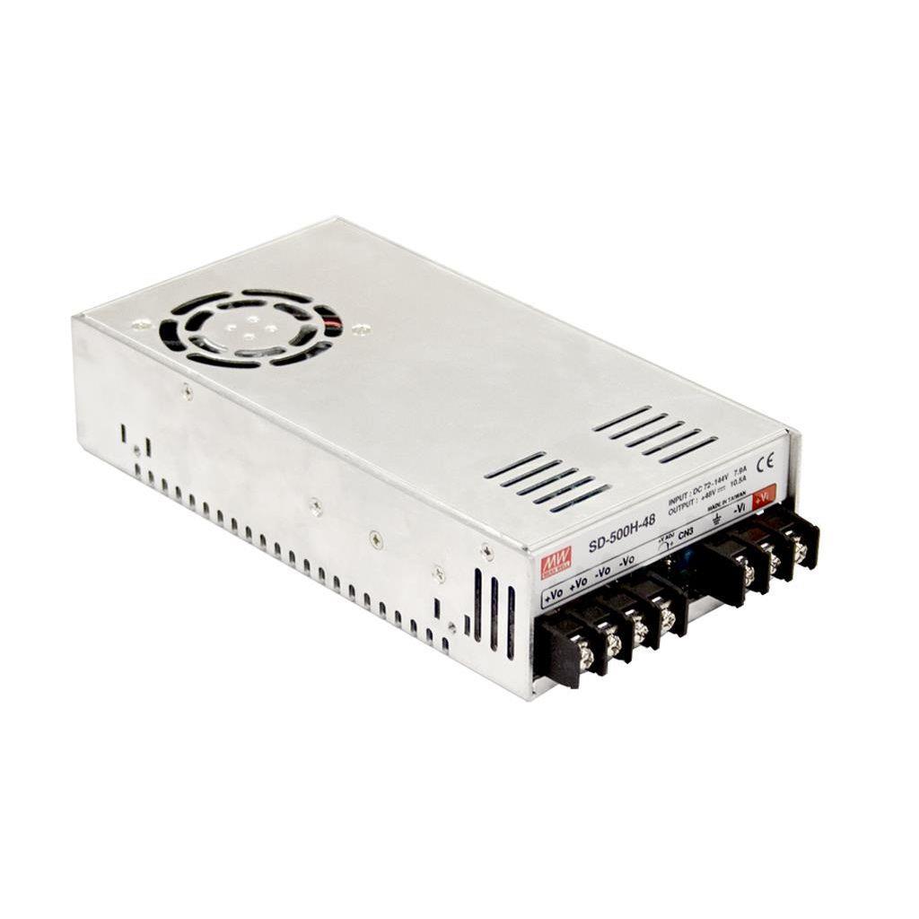 MEAN WELL SD-500H-12 DC-DC Enclosed converter; Input 72-144Vdc; Output +12Vdc at 40A; 2000Vdc I/O isolation; 12Vdc Vsb; Forced air cooling