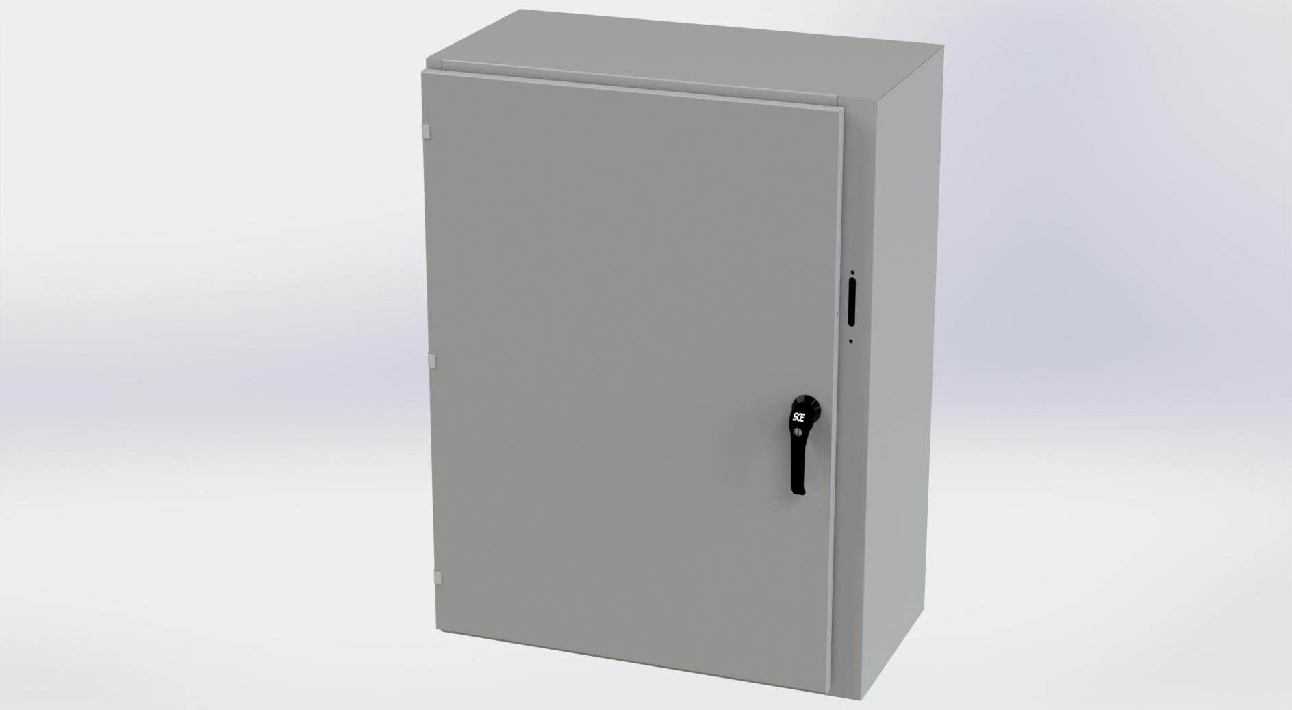 Saginaw Control SCE-42XEL3116LP XEL LP Enclosure, Height:42.00", Width:31.38", Depth:16.00", ANSI-61 gray powder coating inside and out. Optional sub-panels are powder coated white.