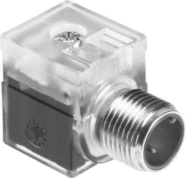 Festo 188024 plug socket MSSD-EB-M12-MONO for valves MEBH, MEOBH, MN2H, IMN2H. Based on the standard: (* EN 175301-803, * EN 61076-2-101, * EN 61984), Switching position indicator: LED, Mounting type: On solenoid valve with M2.5 central screw, Electrical connection 1: