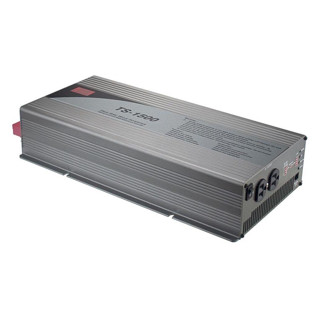 MEAN WELL TS-1500-224B DC-AC True Sine Wave Inverter for stand alone systems; Battery 24Vdc; Output 230Vac; 1500W; EU AC Output receptacle; Peak power 200%