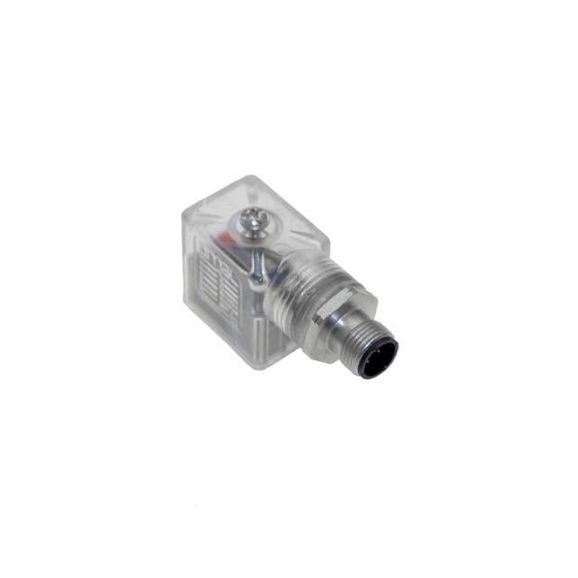 Mencom VDG-029-3401 Solenoid Valve Connectors, Receptacle, 3 Pole, ISB 11mm, with 4 Pole M12 Male Straight, 24V, 4A, LED w/MOV