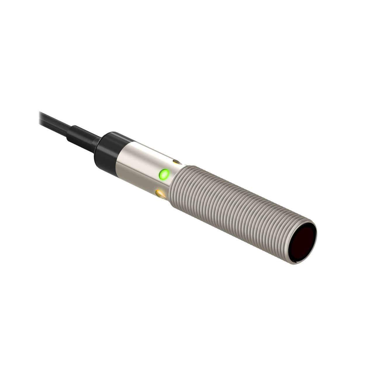 Banner M12E Photo-electric emitter with through-beam system / opposed mode - Banner Engineering (M12 barrel series - M12) - Part #77202 - Visible red light (660nm) - Supply voltage 10Vdc-30Vdc (12Vdc / 24Vdc nom.) - Pre-wired with 6.5ft / 2m cable terminated with bar