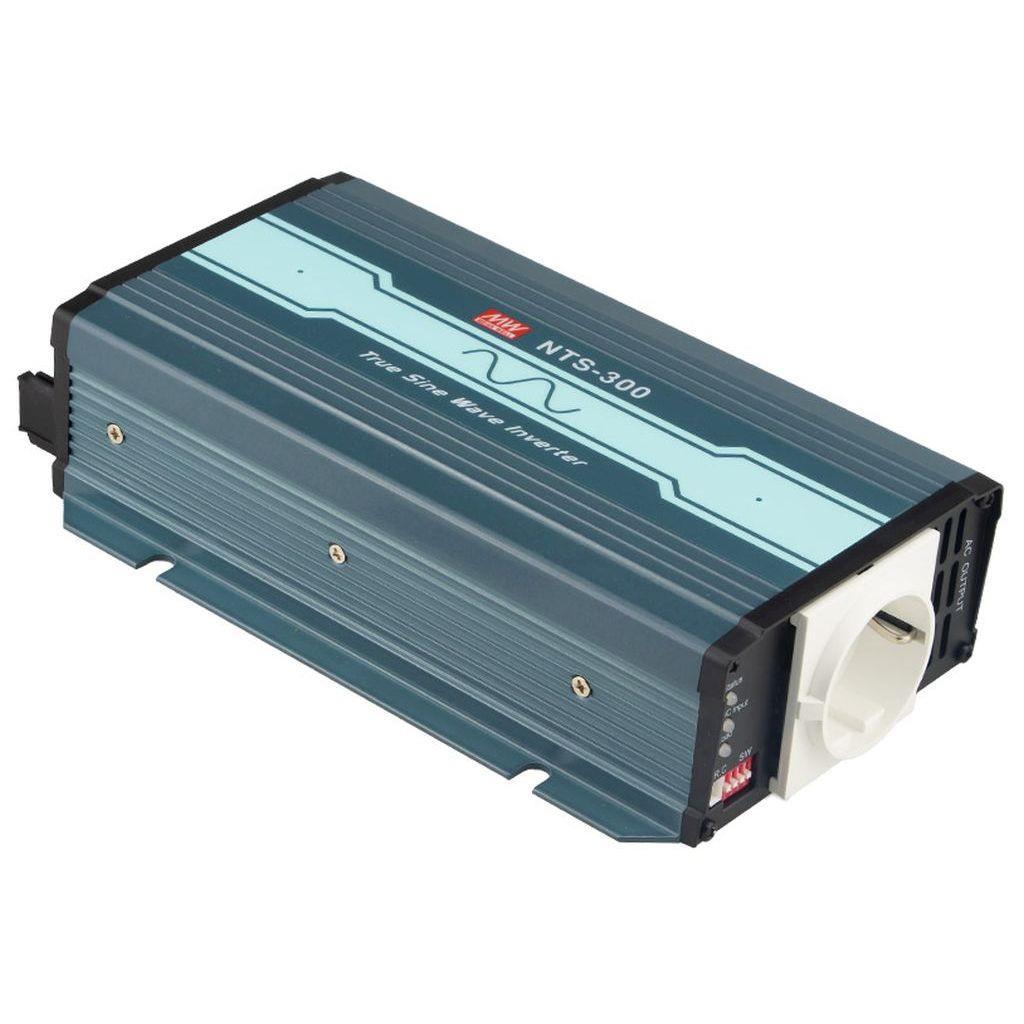 MEAN WELL NTS-300-248EU DC-AC True Sine Wave Inverter 300W; Input 48Vdc; Output 200/220/230/240VAC selectable by DIP switches; remote ON/OFF; Fanless design; AC output socket for Europe
