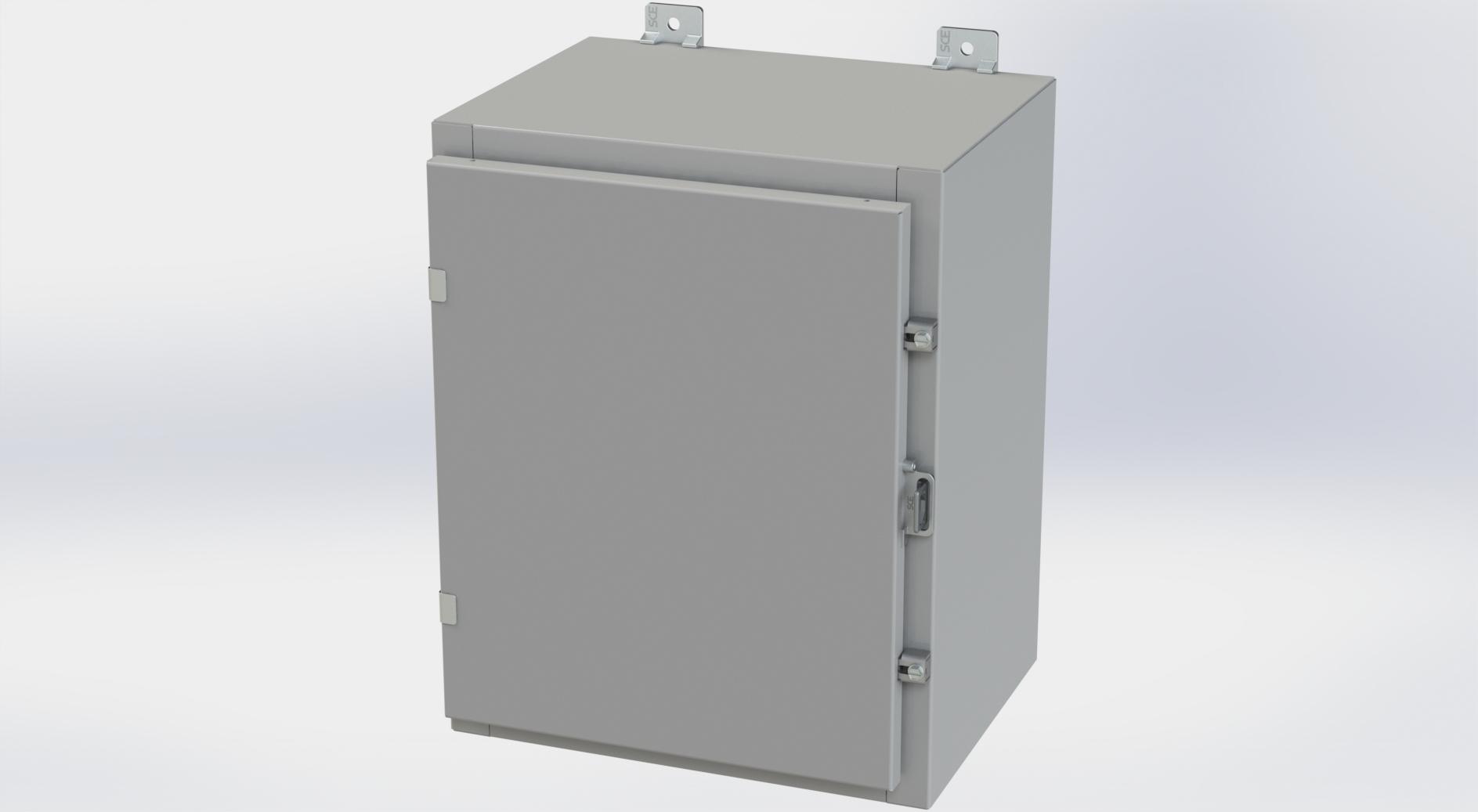 Saginaw Control SCE-20H1612LP Nema 4 LP Enclosure, Height:20.00", Width:16.00", Depth:12.00", ANSI-61 gray powder coating inside and out. Optional panels are powder coated white.