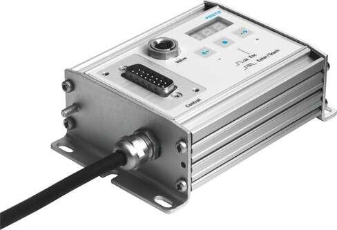 Festo 192216 end-position controller SPC11-POT-TLF for type DGP/DGPL/DNCM drives. Up to two freely selectable intermediate positions are possible without fixed limit stop. Data backup: Flash memory, Control signals: (* Input, remote/teach-in/left/right, * Input, posit