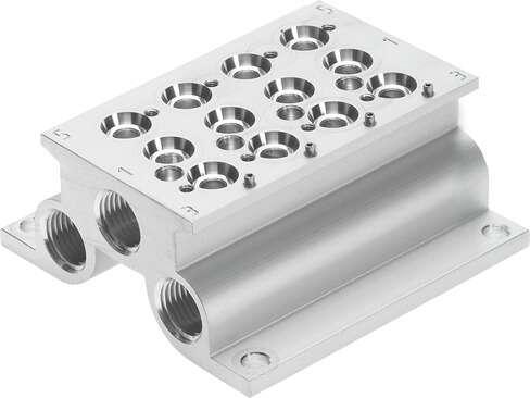 Festo 543832 manifold block CPE14-PRS-3/8-4 For CPE valves. Grid dimension: 20 mm, Assembly position: Any, Max. number of valve positions: 4, Max. no. of pressure zones: 2, Operating pressure: -0,9 - 10 bar
