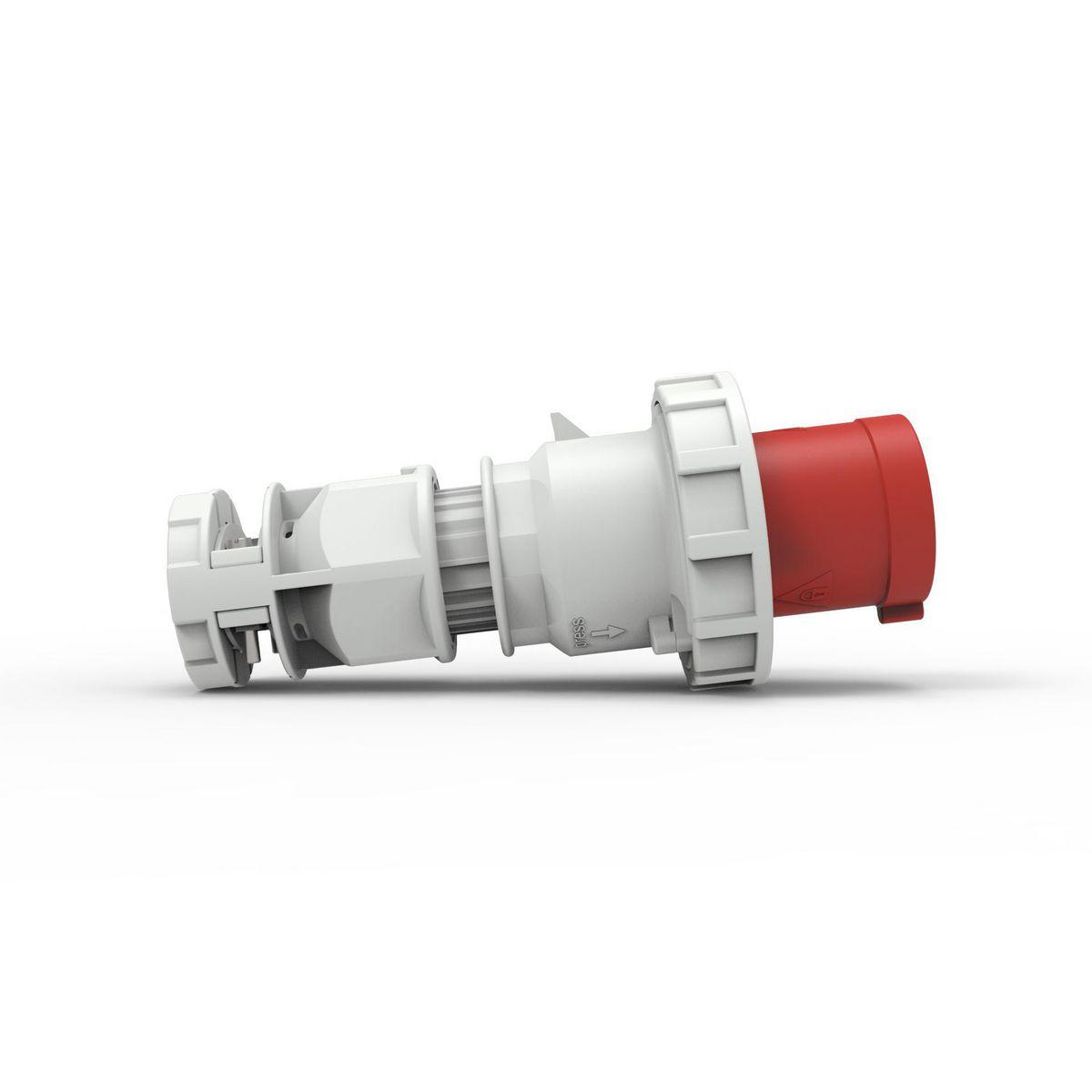 Hubbell C560P6WA Heavy Duty Products, IEC Pin and Sleeve Devices, Hubbell-PRO, Male, Plug, 60/63 A  200-415 VAC, 4-POLE 5-WIRE, Red, Watertight  ; IP67 environmental ratings ; Impact and corrosion resistant insulated non-metallic housing ; Sequential contact engagement to
