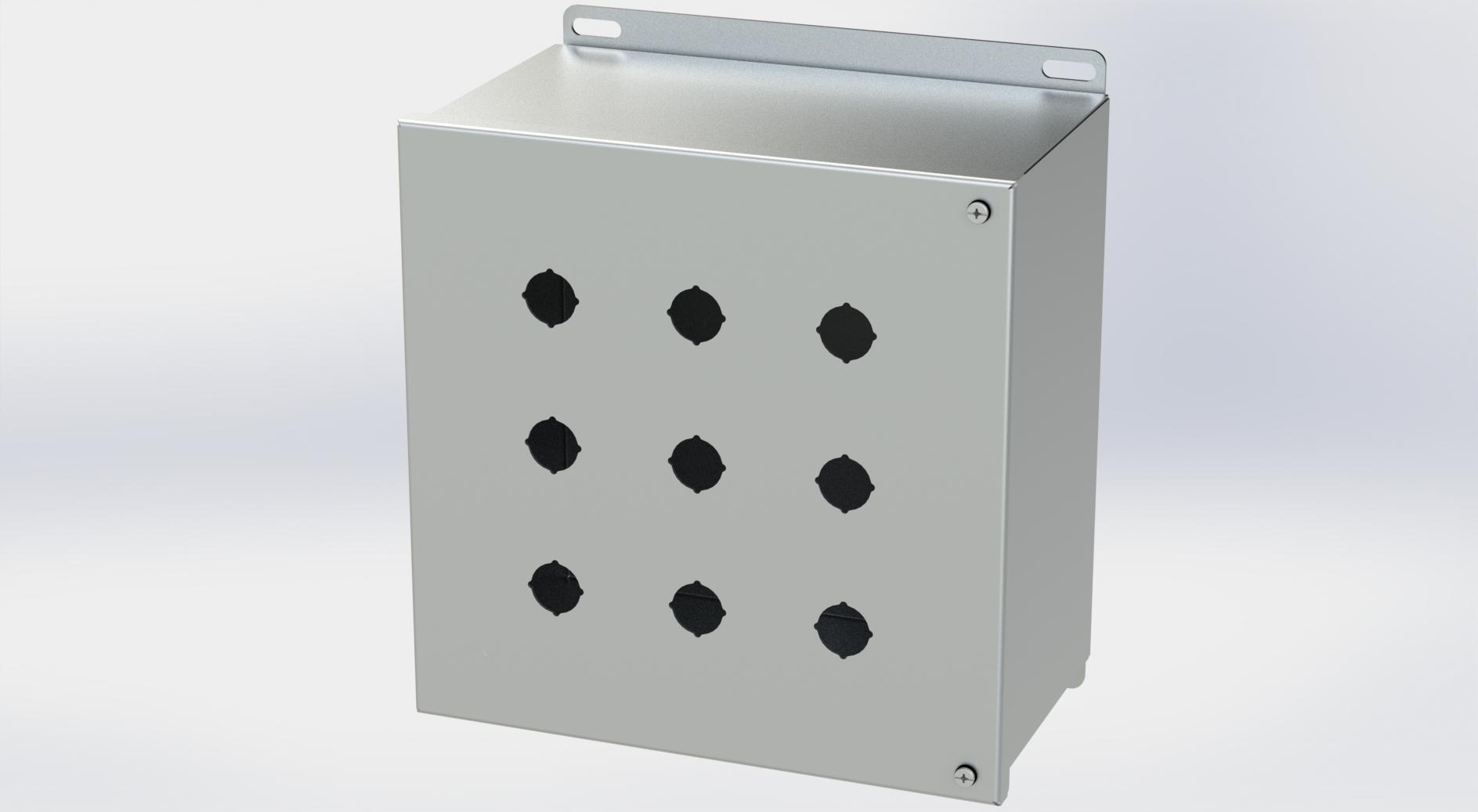 Saginaw Control SCE-9PBHSSI S.S. PB Enclosure, Height:10.13", Width:10.00", Depth:6.00", #4 brushed finish on all exterior surfaces. Optional sub-panels are powder coated white.