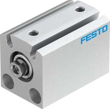 Festo 188110 short-stroke cylinder ADVC-16-15-I-P-A For proximity sensing, piston-rod end with female thread. Stroke: 15 mm, Piston diameter: 16 mm, Cushioning: P: Flexible cushioning rings/plates at both ends, Assembly position: Any, Mode of operation: double-acting