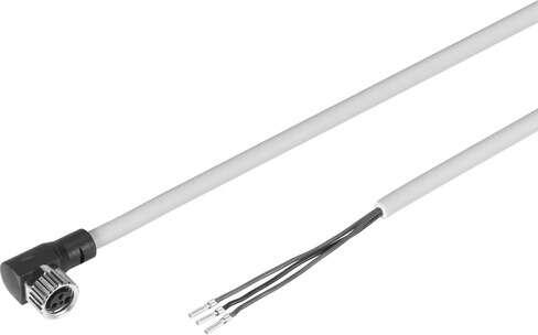 Festo 8001660 connecting cable NEBU-M8R3-K-2.5-LE3 Based on the standard: EN 61076-2-104, Conforms to standard: Core colours and connection numbers to EN 60947-5-2, Cable identification: with 2x label holders, Product weight: 64 g, Electrical connection 1, function: Fi