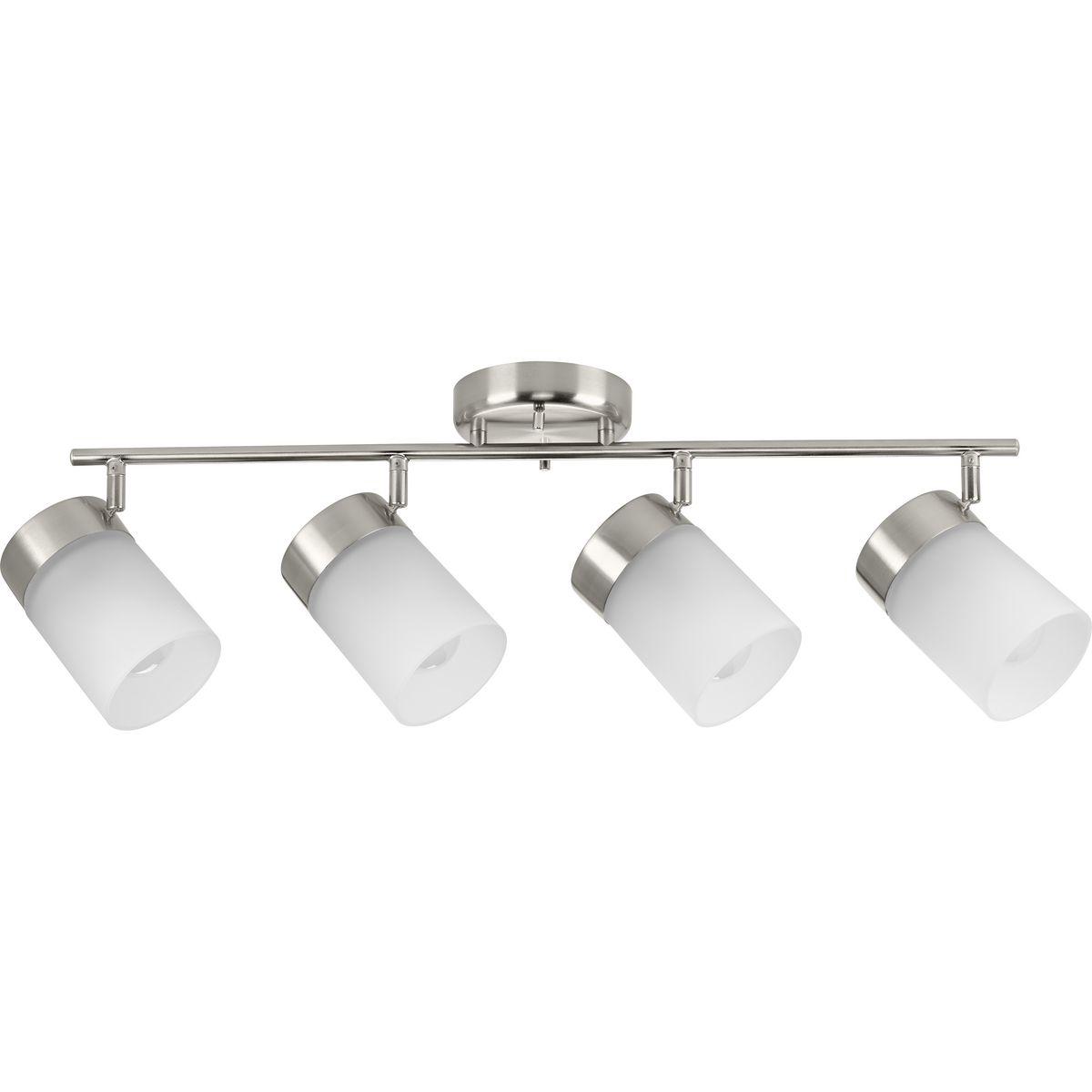Hubbell P900012-009 Infuse an abundance of sophisticated versatile light to an commercial or residential setting with this brushed nickel four-head track light fixture. Multi-directional lamp heads provide design flexibility and illuminate typically hard-to-reach areas. The 